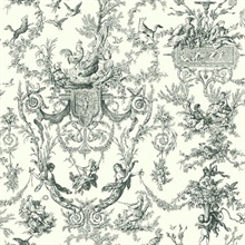 Black &amp; White Classic French Countryside Toile Wallpaper
