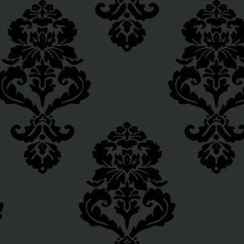 Black Graphic Damask Wallpaper