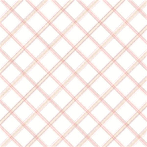 Diagonal Plaid Pink & Beige