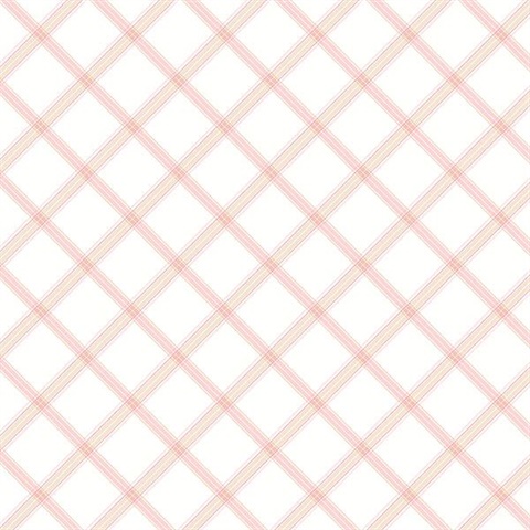 Diagonal Plaid Pink & Beige