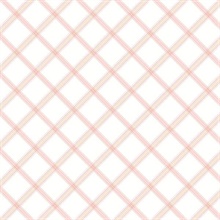 Diagonal Plaid Pink & Beige