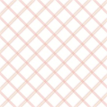 Diagonal Plaid Pink & Beige
