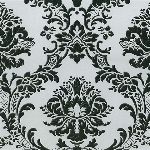 Brixham Raised Damask Black/Grey