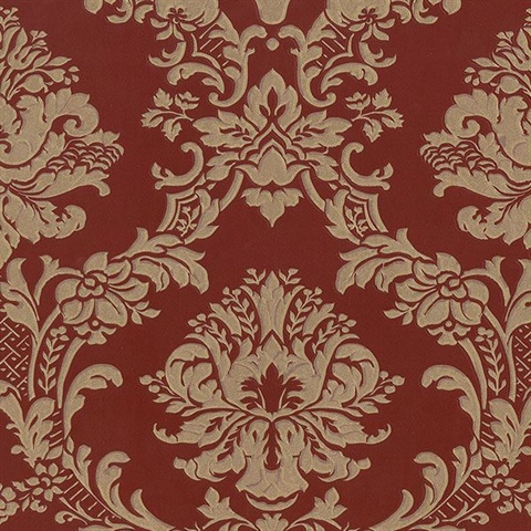 Brixham Raised Damask Red