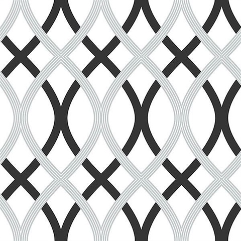 Black And Silver Lattice Peel And Stick Wallpaper