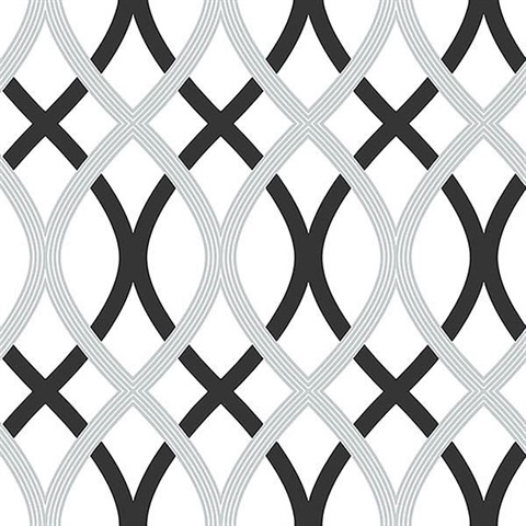 Black And Silver Lattice Peel And Stick Wallpaper