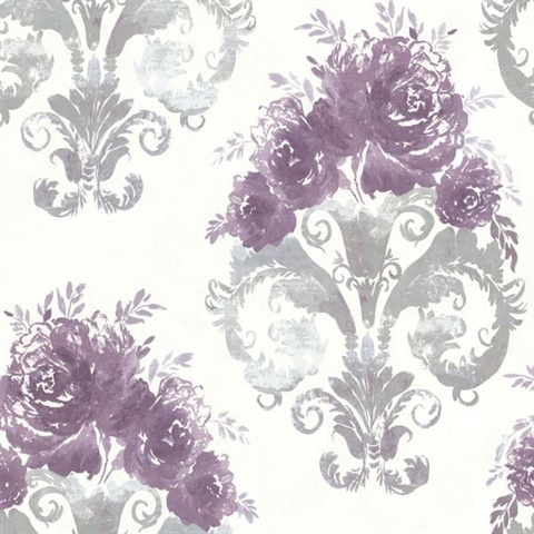 Allana Purple Scrolling Floral Urn