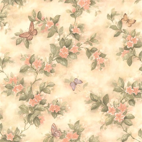 Lisa Peach Butterfly Floral