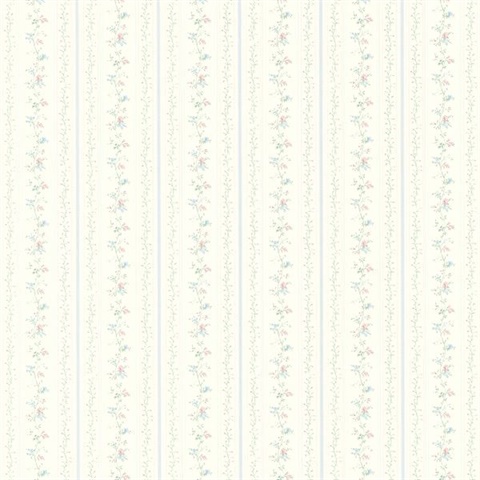 Marta Light Blue   Dainty Floral Stripe