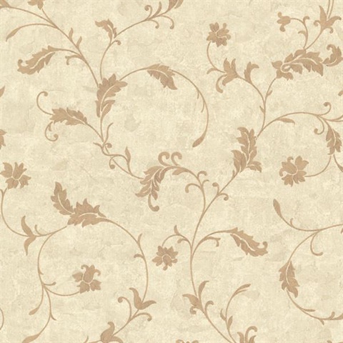 Ciana Beige Elegant Floral Scroll