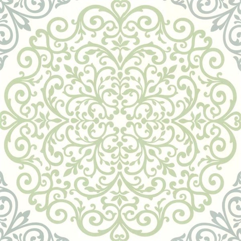 Cassidy Mint Medallion Damask