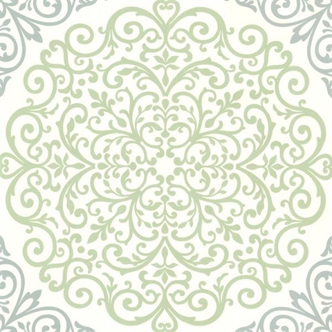 Cassidy Mint Medallion Damask