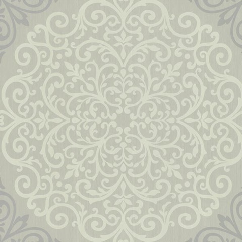 Cassidy Grey Medallion Damask