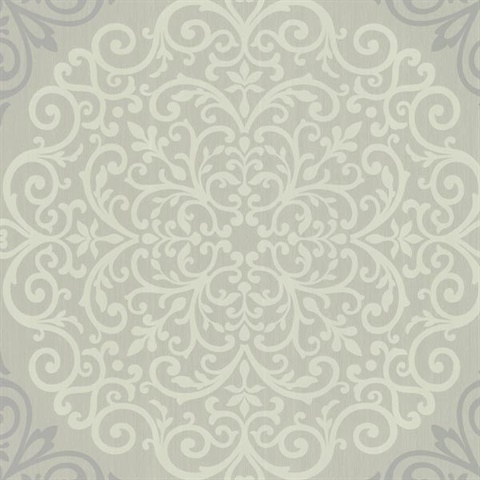 Cassidy Grey Medallion Damask