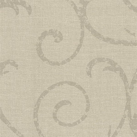 Bates Taupe Textured Scroll Wallpaper