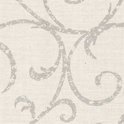 Bates Grey Textured Scroll Wallpaper