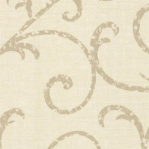 Bates Cream Textured Scroll Wallpaper