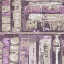 Purple Books on Bookshelf Wallpaper