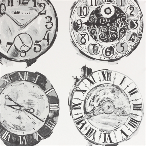 Black & White London Clocks Wallpaper