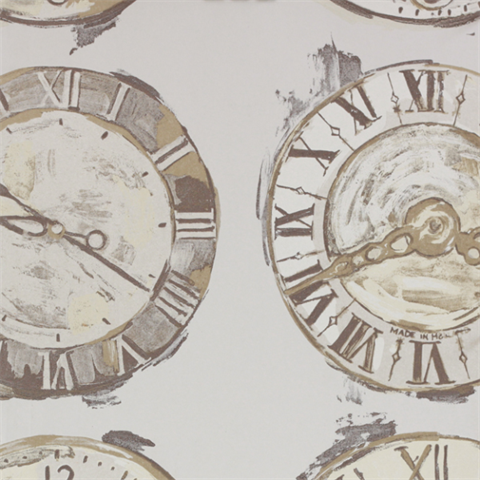 Grey London Clocks Wallpaper
