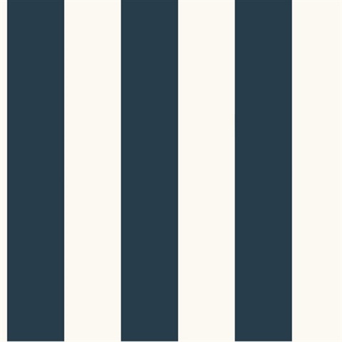 Navy Blue Awning Stripe Wallpaper