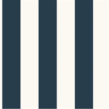 Navy Blue Awning Stripe Wallpaper