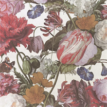 Large Floral on Fabric Texture Wallpaper