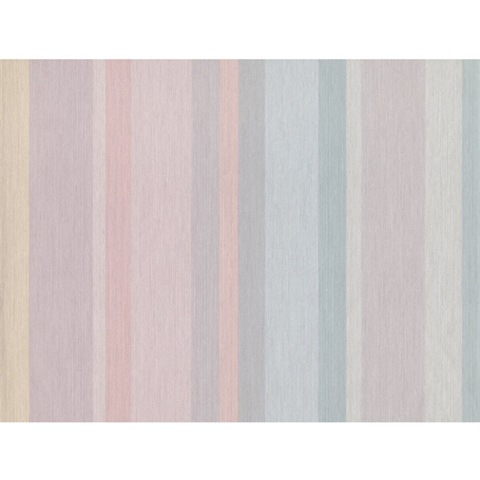 Pink & Aqua Textured Vertical Multi Stripe Wallpaper