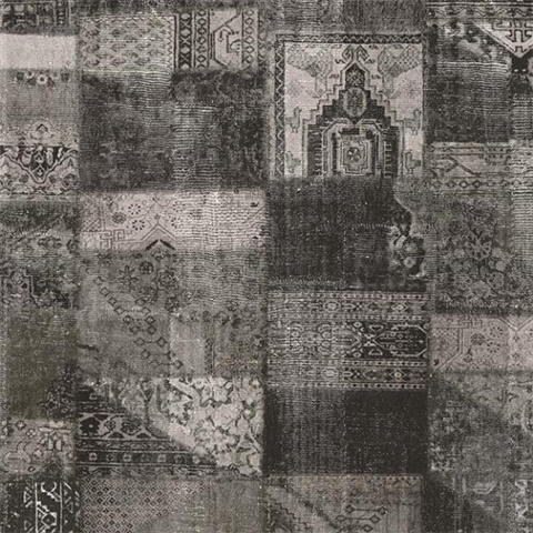 Black & Grey Navajo Quilted Linen Wallpaper