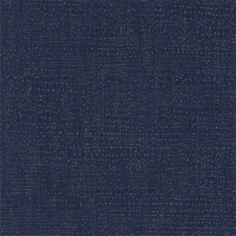 Dark Blue Faux Linen With Metallic Dots Wallpaper