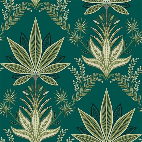 Abbey Emerald Leaf Wallpaper
