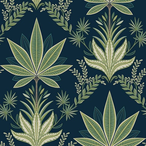 Abbey Saphaire Leaf Wallpaper