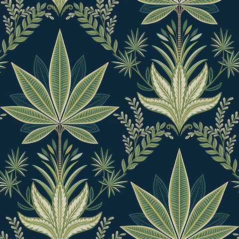 Abbey Saphaire Leaf Wallpaper