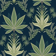 Abbey Saphaire Leaf Wallpaper