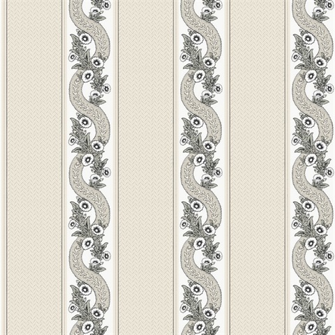 Abbey's Garland Black & White Wallpaper