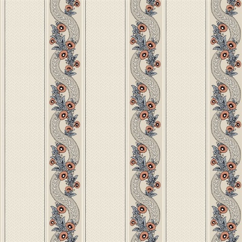 Abbey's Garland Coral Wallpaper