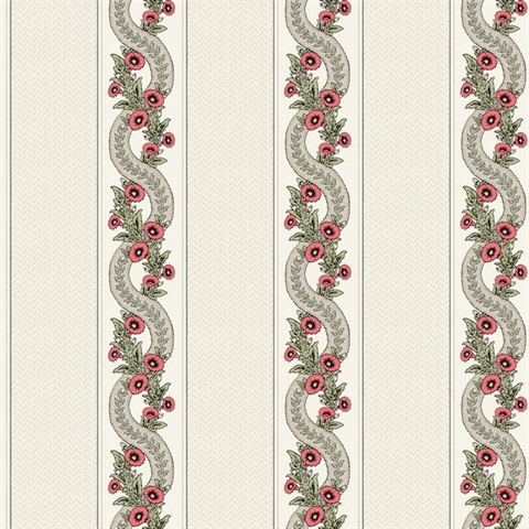 Abbey's Garland Red & Green Wallpaper