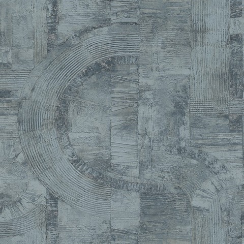 Abe Blue Weathered Geo Wallpaper