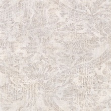 Abigail Cream Weathered Damask Wallpaper