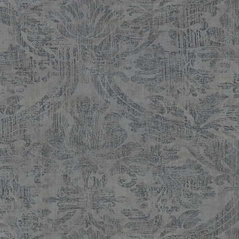 Abigail Dark Grey Weathered Damask Wallpaper