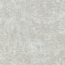 Abigail Light Grey Weathered Damask Wallpaper