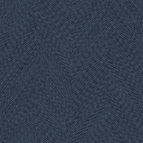 Abilene Navy Ripple Textile String Herringbone Wallpaper