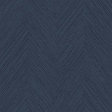 Abilene Navy Ripple Textile String Herringbone Wallpaper