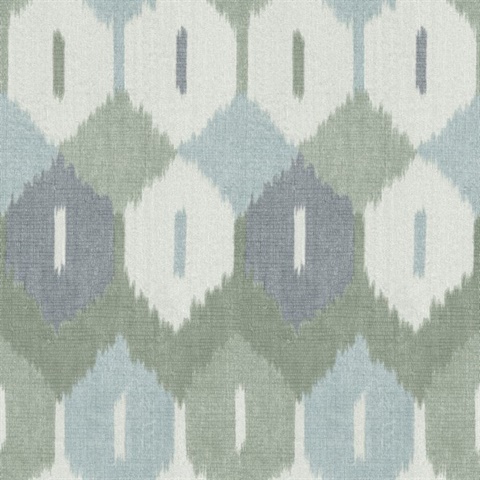 Abilene Sea Green Ikat Wallpaper
