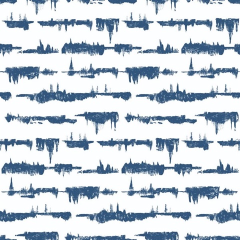 Abstract Lifeline Navy Blue Peel and Stick Wallpaper