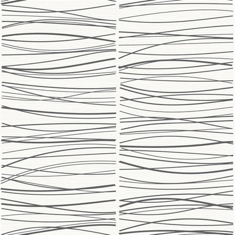 Abstract Waves Metallic Ice Mist & Black Modern Stripe