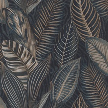Acacius Dark Blue Tropical Foliage Wallpaper