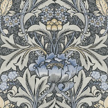 Acanthus Floral Floral Charcoal & Carolina Blue Peel and Stick Wallpap