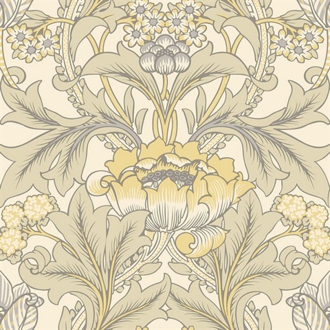 Acanthus Floral Vine Butterscotch Wallpaper