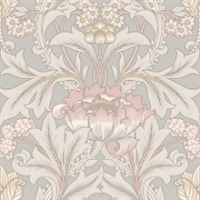 Acanthus Floral Vine Light Smoke & Blush Wallpaper